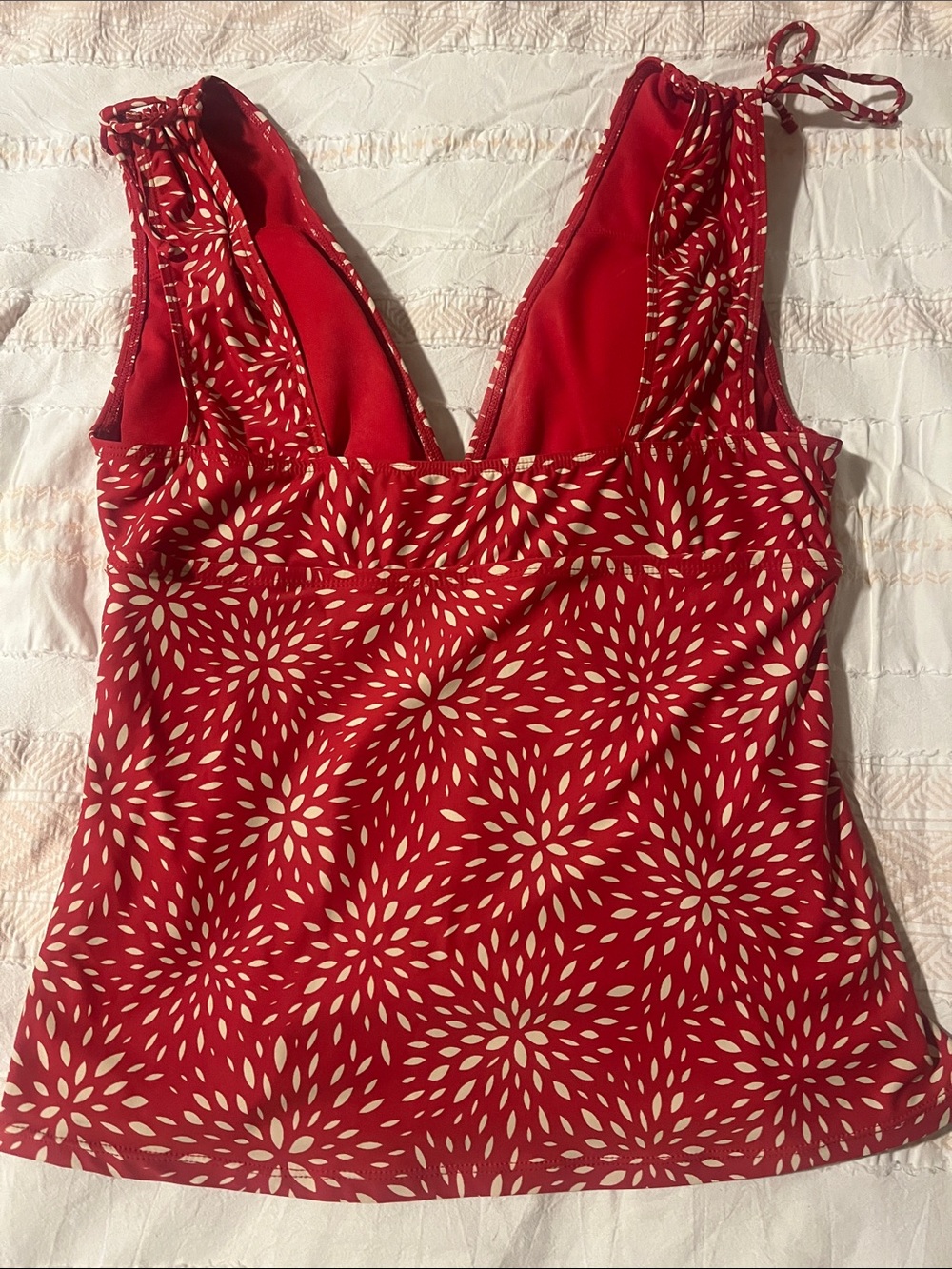 Red Floral-Pattern Tankini Top - Picture 2 of 4